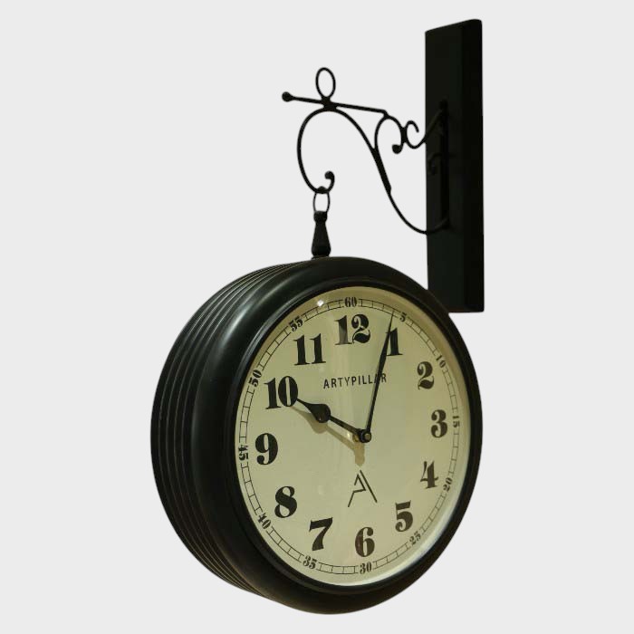 Vintage Style Double-Sided Station Hanging Wall Clock